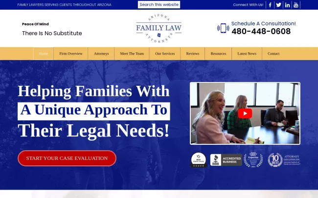 Screenshot of the Arizona Family Law Attorneys Website