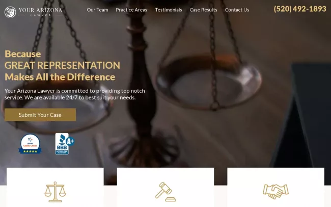 Screenshot of the Your Arizona Lawyer Website