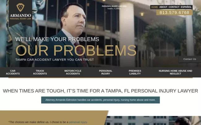 Screenshot of the Armando Personal Injury Law Website