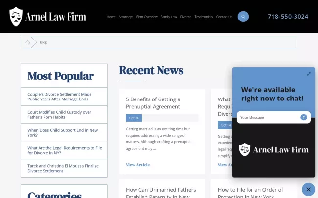 Screenshot of the Arnel Law Firm Blog