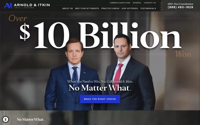 Screenshot of the Arnold & Itkin LLP Website