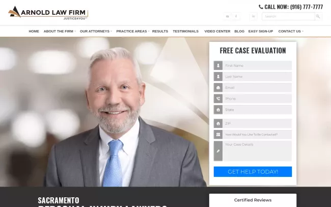 Screenshot of the Arnold Law Firm Website