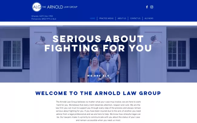 Screenshot of the The Arnold Law Group, P.A. Website