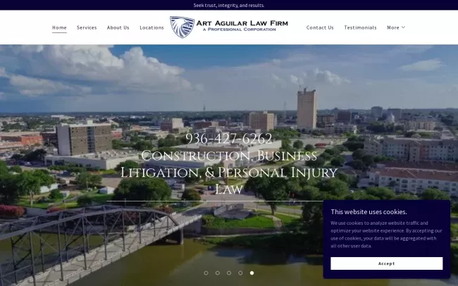 Screenshot of the Art Aguilar Law Firm, PC Website