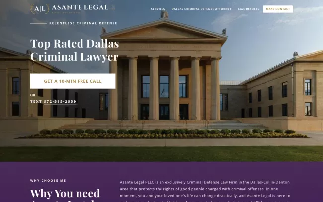 Screenshot of the Asante Legal PLLC Website