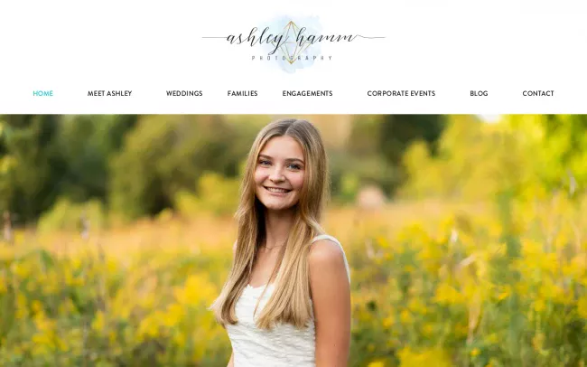 Screenshot of the Ashley Hamm Photography Website