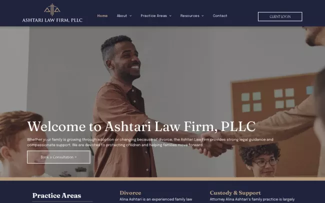 Screenshot of the Ashtari Law Firm, PLLC Website