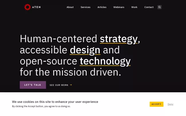 Screenshot of the Aten Design Group Website