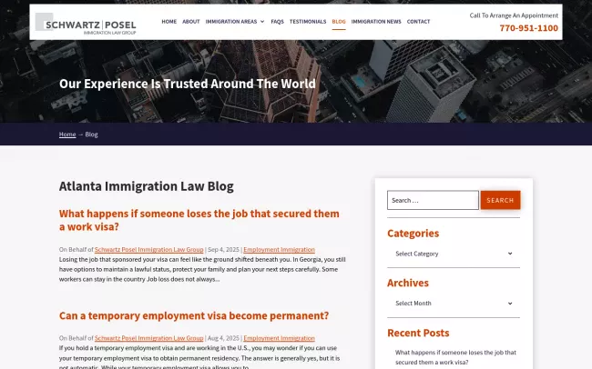 Screenshot of the Atlanta Immigration Law Blog