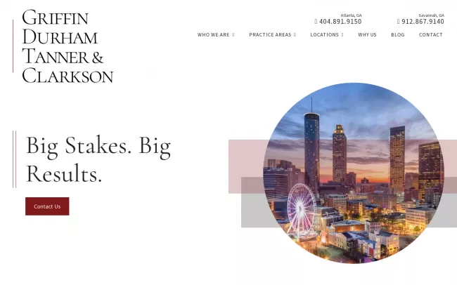 Screenshot of the Griffin Durham Tanner Clarkson LLC Website