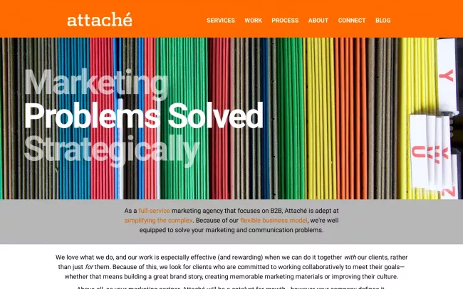 Screenshot of the Attache Website
