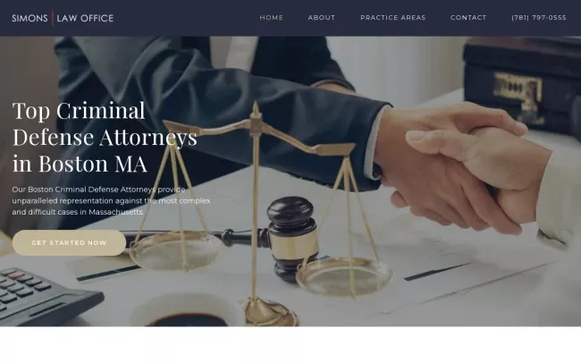Screenshot of the Simons Law Office Website