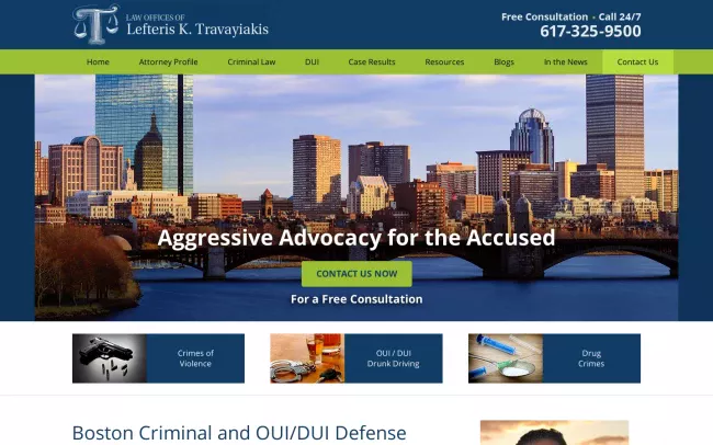 Screenshot of the Attorney Lefteris K. Travayiakis Website
