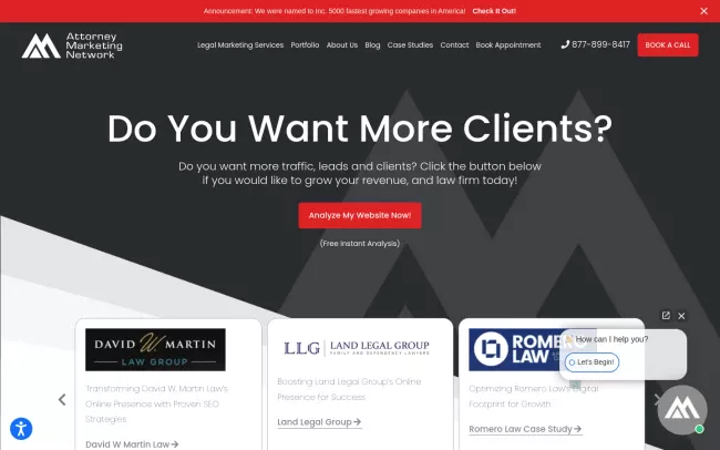 Screenshot of the Attorney Marketing Network Website