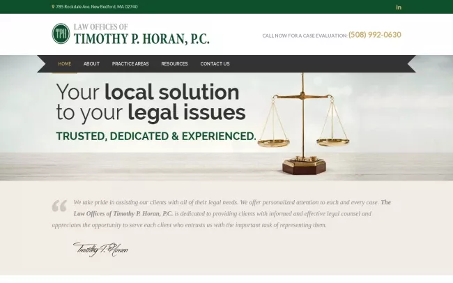 Screenshot of the Attorney Timothy P. Horan Website