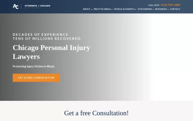 Screenshot of the Attorneys of Chicago Website