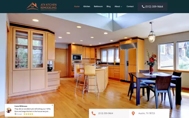 Screenshot of the ATX Kitchen Remodeling Website