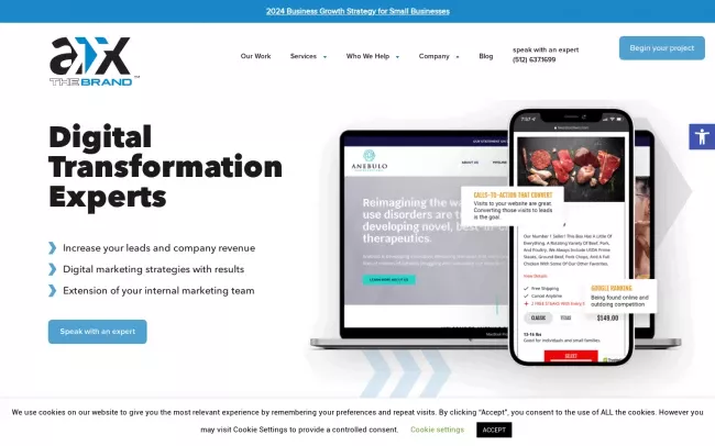 Screenshot of the ATX Web Designs Website