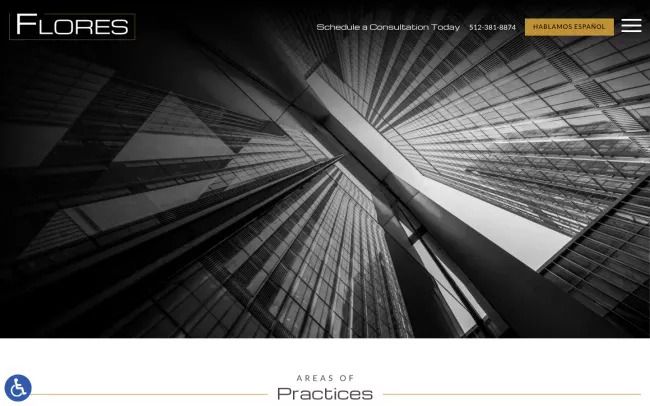 Screenshot of the Flores, PLLC: Austin Corporate & Business Lawyer Website
