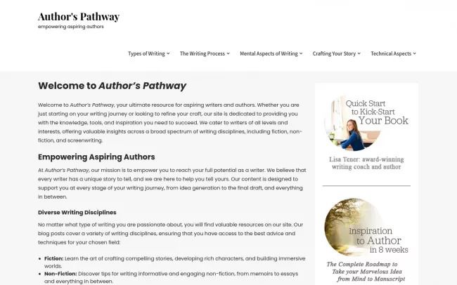 Screenshot of the Author's Pathway Blog