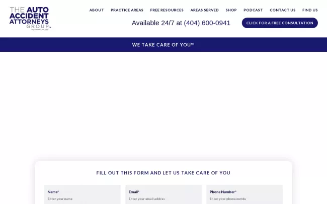 Screenshot of the The Auto Accident Attorneys Group Website