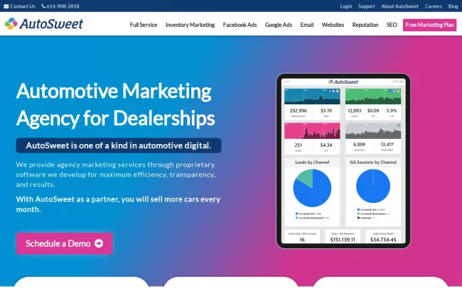 Screenshot of the AutoSweet Website