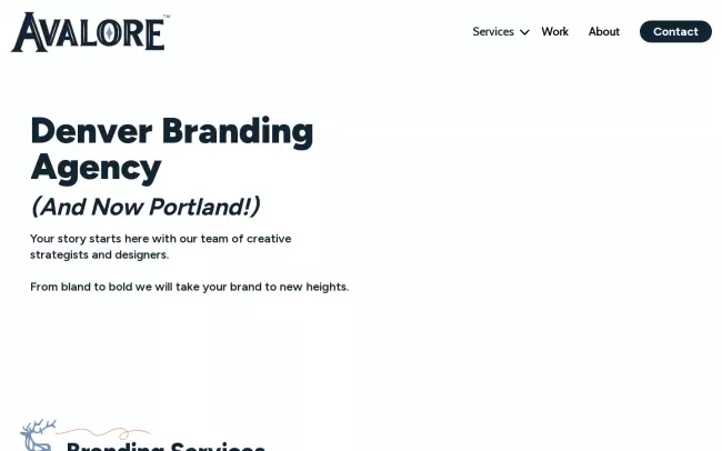 Screenshot of the Avalore Website