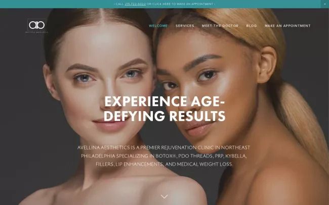 Screenshot of the Avellina Aesthetics Website