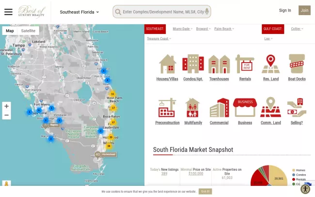 Screenshot of the Aventura Best of Luxury Realty Website