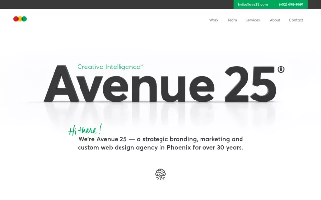 Screenshot of the Avenue 25 Website