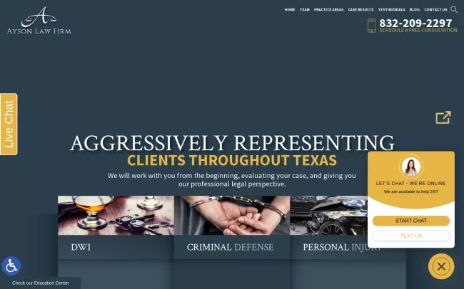 Screenshot of the Ayson Law Firm Website