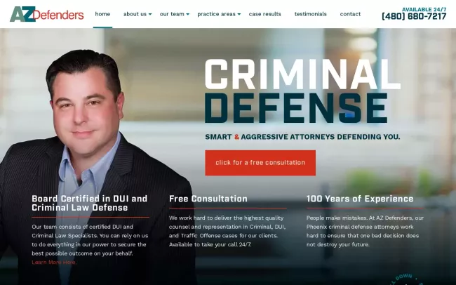 Screenshot of the AZ Defenders Website