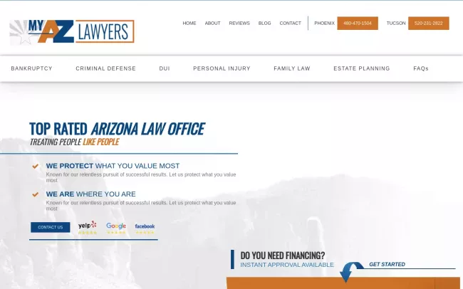 Screenshot of the My AZ Lawyers Website