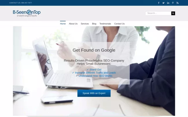 Screenshot of the B-SeenOnTop Website