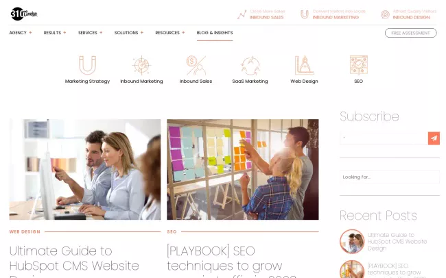 Screenshot of the 310 Creative Blog