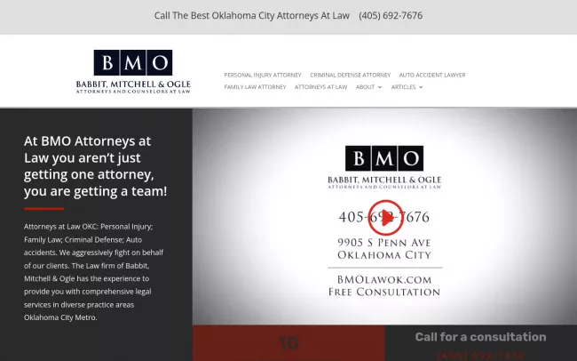 Screenshot of the Babbit, Mitchell & Ogle Attorneys and Counselors at Law Website