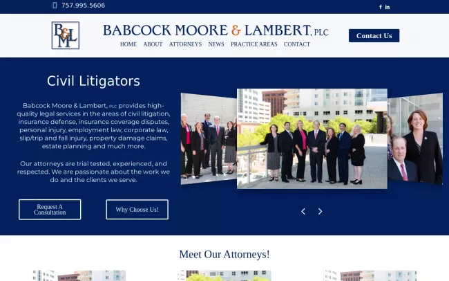 Screenshot of the Babcock Moore & Lambert, PLC Website