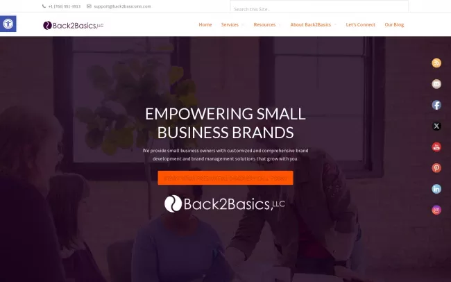 Screenshot of the Back2Basics, LLC Website