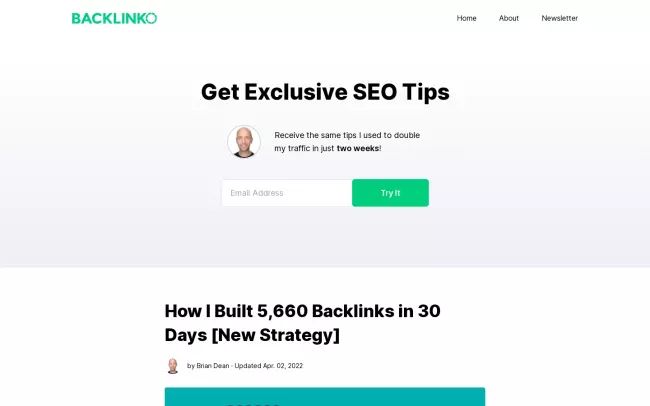 Screenshot of the Backlinko Blog