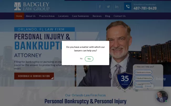 Screenshot of the Badgley Law Group Website