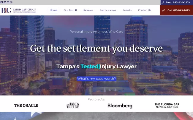 Screenshot of the Baird Law Group Website