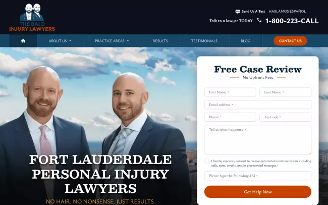 Screenshot of the The Bald Injury Lawyers Website