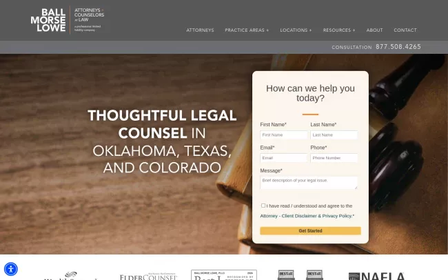 Screenshot of the Ball Morse Lowe PLLC Website