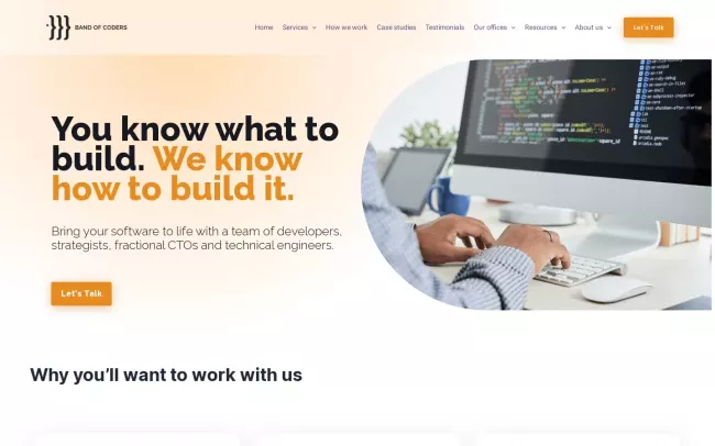 Screenshot of the Band of Coders - Custom Software Development Website