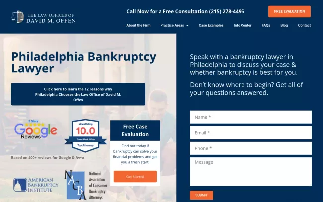 Screenshot of the Law Offices of David M. Offen Website
