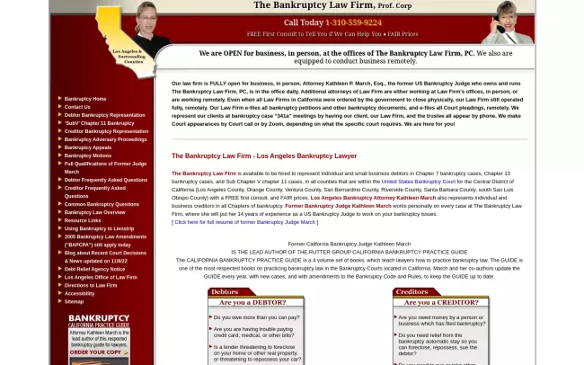 Screenshot of the The Bankruptcy Law Firm, PC Website