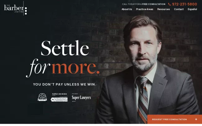 Screenshot of the The Barber Law Firm Website