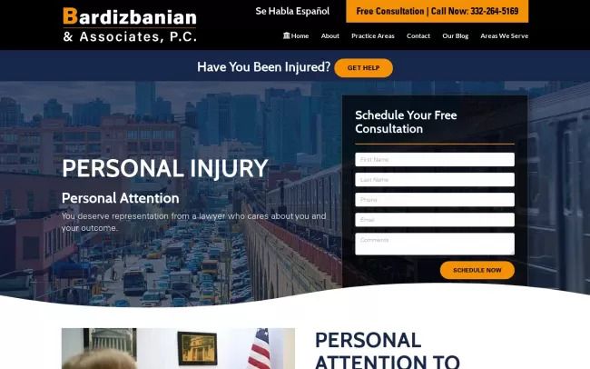 Screenshot of the Bardizbanian & Associates, P.C. Website