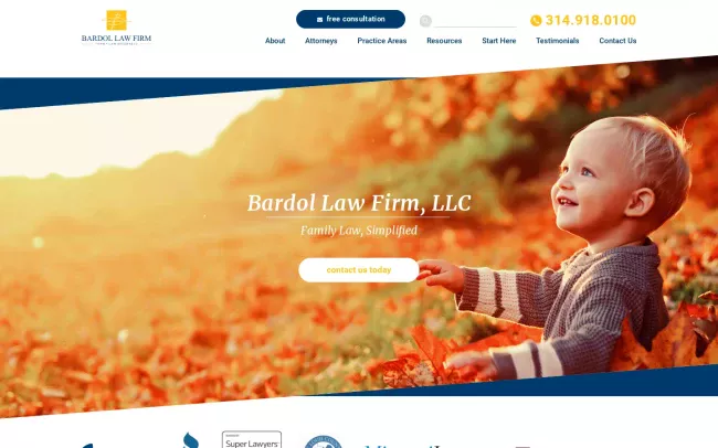 Screenshot of the Bardol Law Firm, LLC - Family and Divorce Lawyers Website