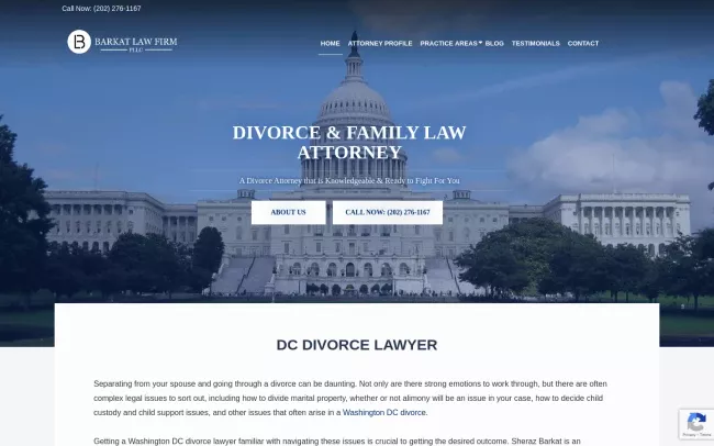 Screenshot of the Barkat Law Firm Website